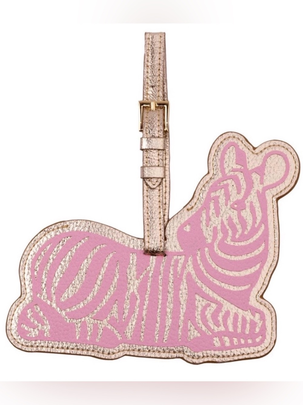 NEW Lilly Pulitzer Zebra Shaped Luggage Travel Tag Gold Pink
